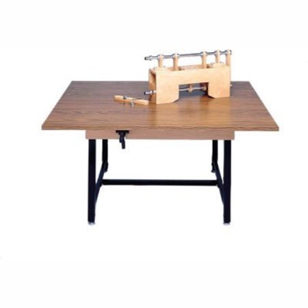 FABRICATION ENTERPRISES Manual Hydraulic Hi-Low Work Table, 48"W x 60"L x 28" - 35-1/2"H 15-3250